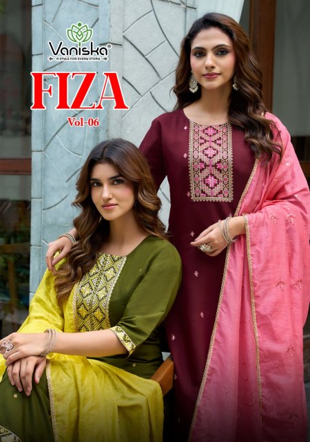 Fiza Vol 6 By Vaniska Roman Silk Kurti With Bottom Dupatta 